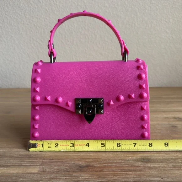 Vibrant Pink Mini Bag with Studded Accents - Picture 8 of 10